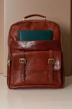 D'Arienzo Dennis - Zaino in pelle cuoio di vitello borsa effetto vintage