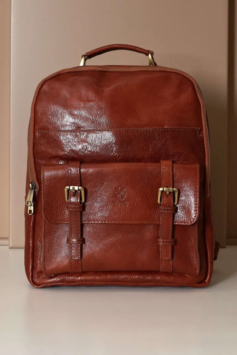 D'Arienzo Dennis - Zaino in pelle cuoio di vitello borsa effetto vintage