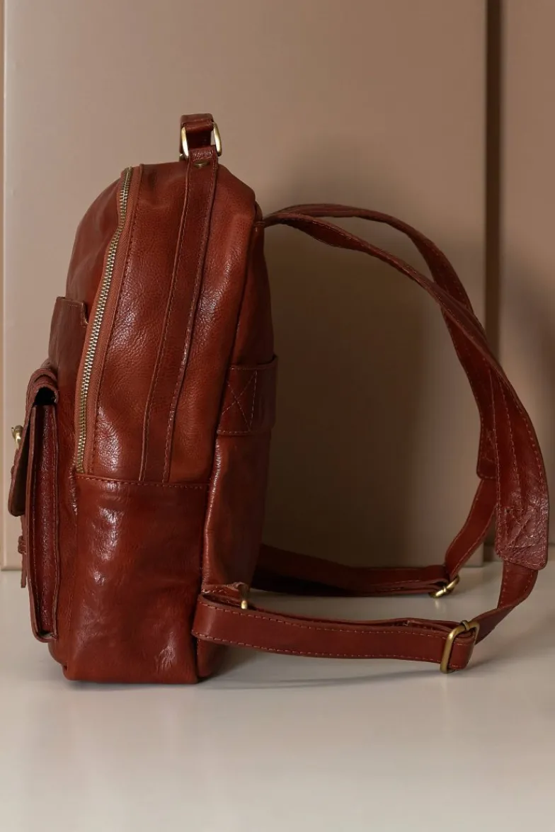 D'Arienzo Dennis - Zaino in pelle cuoio di vitello borsa effetto vintage