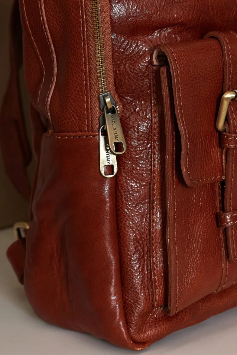 D'Arienzo Dennis - Zaino in pelle cuoio di vitello borsa effetto vintage