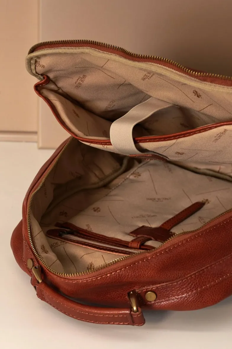 D'Arienzo Dennis - Zaino in pelle cuoio di vitello borsa effetto vintage