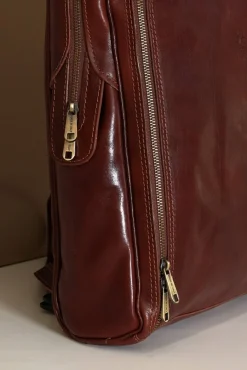 D'Arienzo Dennis - Zaino in pelle marrone di vitello borsa effetto vintage