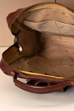 D'Arienzo Dennis - Zaino in pelle marrone di vitello borsa effetto vintage