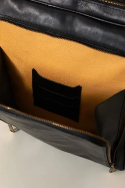 D'Arienzo Dennis - Zaino in pelle nera di vitello borsa effetto vintage