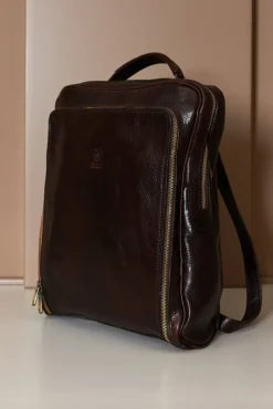 D'Arienzo Dennis - Zaino in pelle testa di moro di vitello borsa effetto vintage
