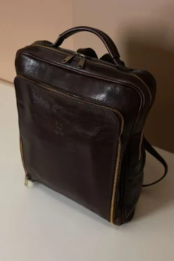 D'Arienzo Dennis - Zaino in pelle testa di moro di vitello borsa effetto vintage