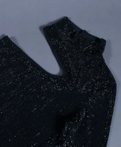 Donna D'Arienzo Diamond - Vestito monospalla a tubino nero con veri cristalli