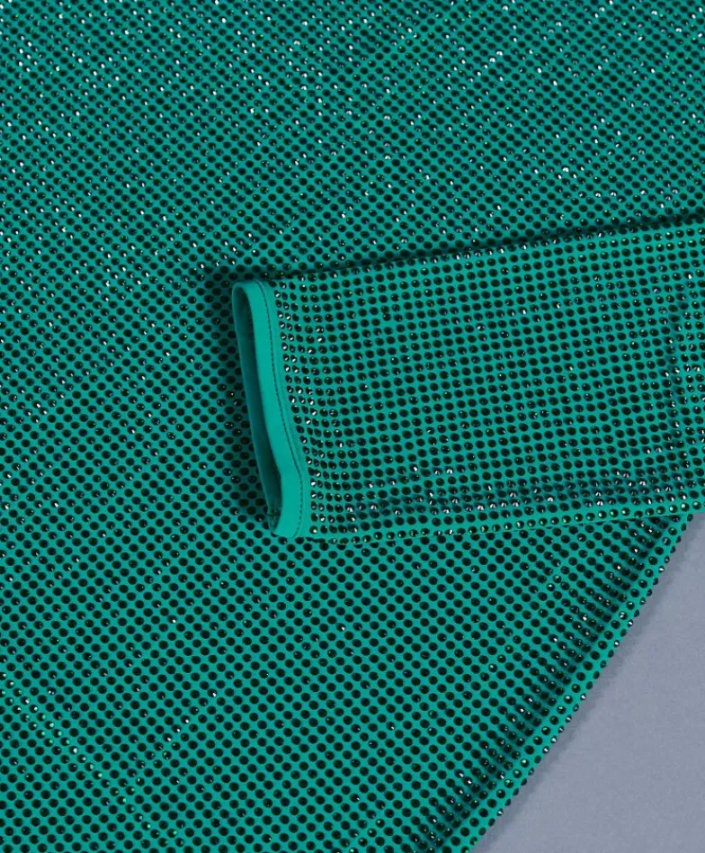 Donna D'Arienzo Diamond - Vestito monospalla a tubino verde con veri cristalli