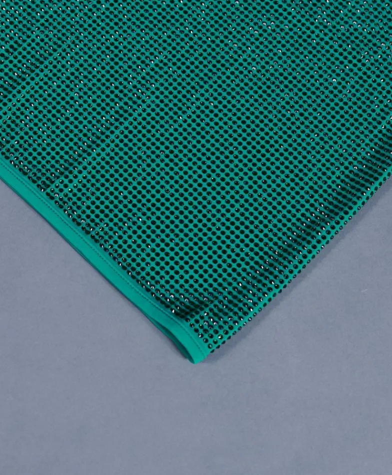 Donna D'Arienzo Diamond - Vestito monospalla a tubino verde con veri cristalli