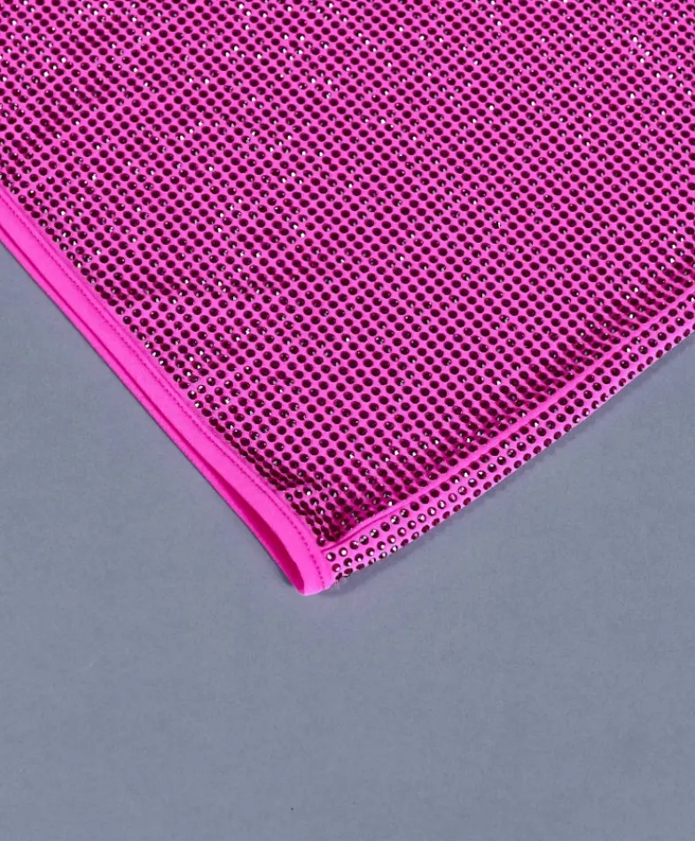 Donna D'Arienzo Diamond - Vestito monospalla a tubino fuxia con veri cristalli