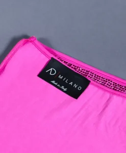 Donna D'Arienzo Diamond - Vestito monospalla a tubino fuxia con veri cristalli