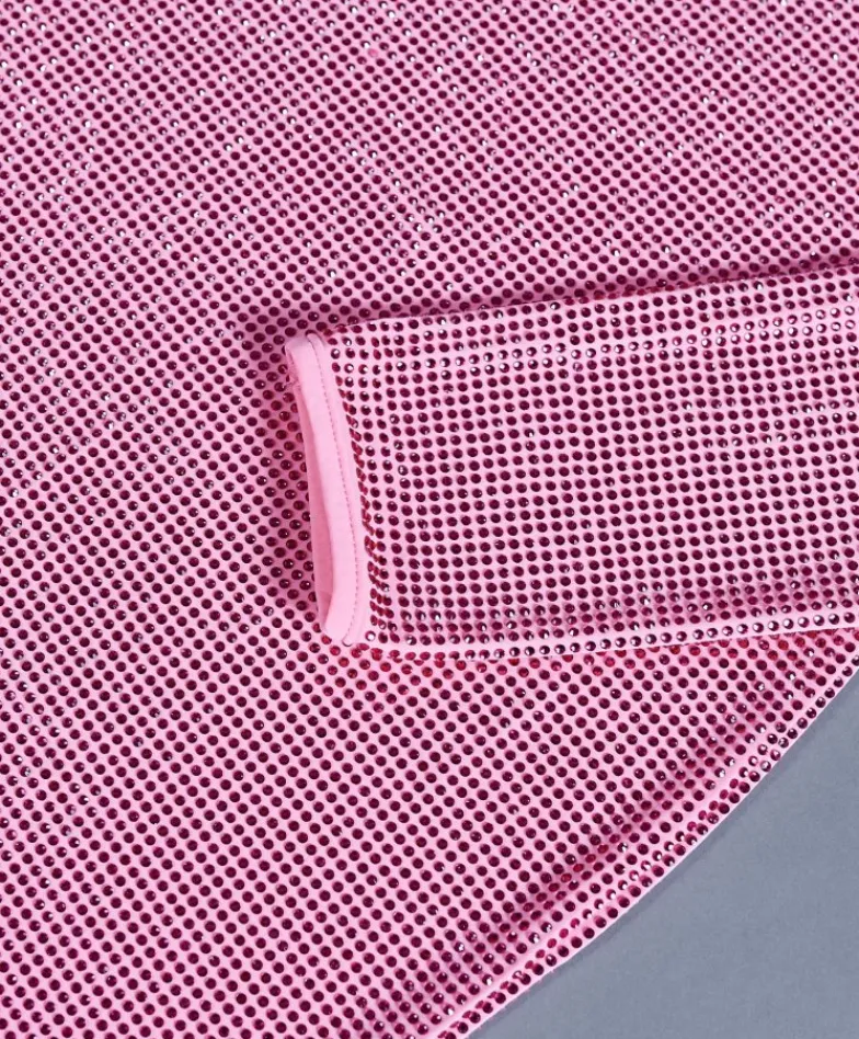 Donna D'Arienzo Diamond - Vestito monospalla a tubino rosa con veri cristalli