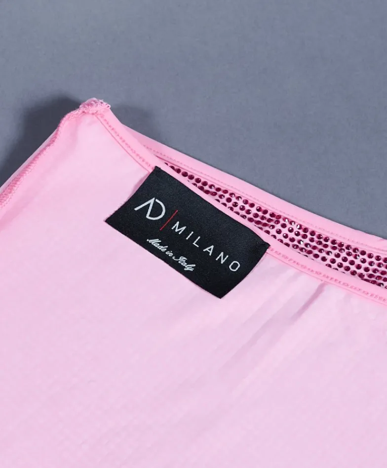 Donna D'Arienzo Diamond - Vestito monospalla a tubino rosa con veri cristalli