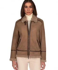 Donna D'Arienzo Duvel - Montone shearling fango con fibbie e cerniera centrale