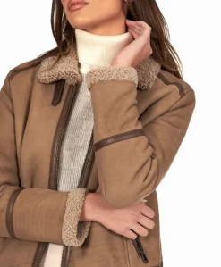 Donna D'Arienzo Duvel - Montone shearling fango con fibbie e cerniera centrale