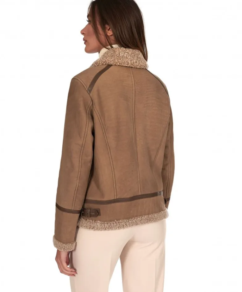 Donna D'Arienzo Duvel - Montone shearling fango con fibbie e cerniera centrale