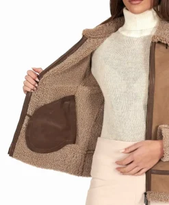 Donna D'Arienzo Duvel - Montone shearling fango con fibbie e cerniera centrale