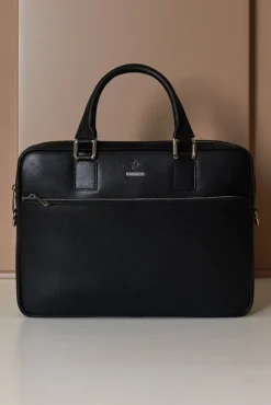D'Arienzo Dylan - Borsa Ventiquattrore in pelle di vitello nera saffiano tasca zip
