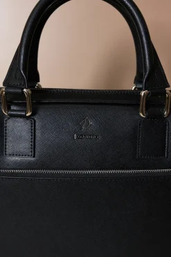 D'Arienzo Dylan - Borsa Ventiquattrore in pelle di vitello nera saffiano tasca zip