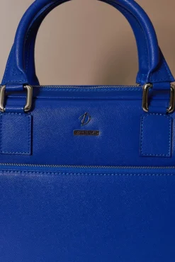 D'Arienzo Dylan - Borsa Ventiquattrore in pelle di vitello bluette saffiano tasca zip