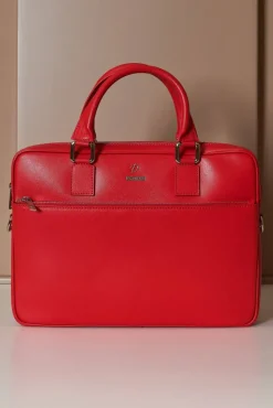D'Arienzo Dylan - Borsa Ventiquattrore in pelle di vitello rossa saffiano tasca zip