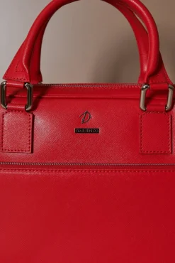 D'Arienzo Dylan - Borsa Ventiquattrore in pelle di vitello rossa saffiano tasca zip