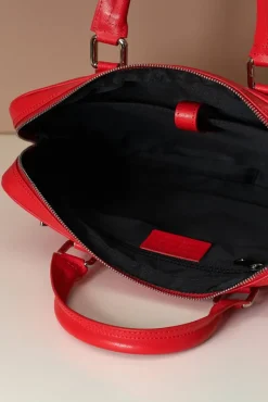D'Arienzo Dylan - Borsa Ventiquattrore in pelle di vitello rossa saffiano tasca zip