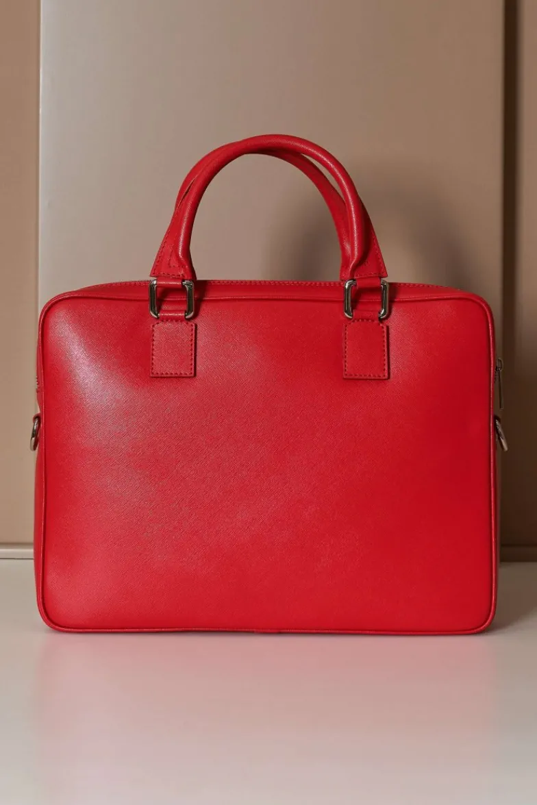 D'Arienzo Dylan - Borsa Ventiquattrore in pelle di vitello rossa saffiano tasca zip