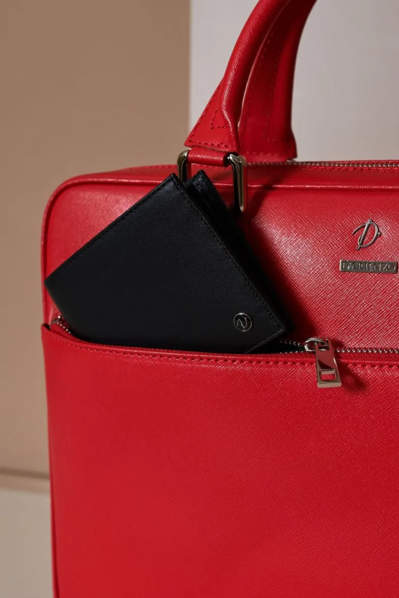 D'Arienzo Dylan - Borsa Ventiquattrore in pelle di vitello rossa saffiano tasca zip