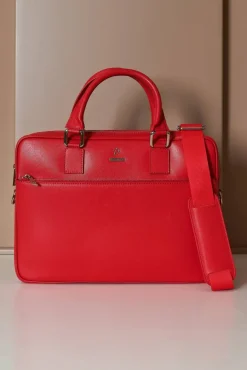 D'Arienzo Dylan - Borsa Ventiquattrore in pelle di vitello rossa saffiano tasca zip