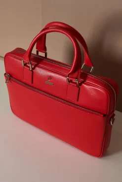 D'Arienzo Dylan - Borsa Ventiquattrore in pelle di vitello rossa saffiano tasca zip