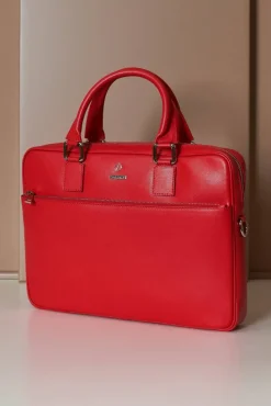 D'Arienzo Dylan - Borsa Ventiquattrore in pelle di vitello rossa saffiano tasca zip