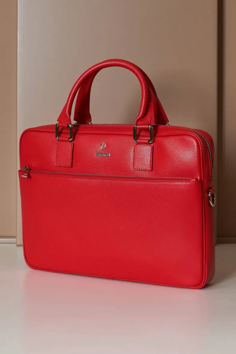 D'Arienzo Dylan - Borsa Ventiquattrore in pelle di vitello rossa saffiano tasca zip