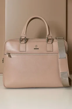 D'Arienzo Dylan - Borsa Ventiquattrore in pelle di vitello beige saffiano tasca zip