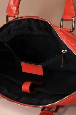 D'Arienzo Dylan - Borsa Ventiquattrore in pelle di vitello arancione saffiano tasca zip
