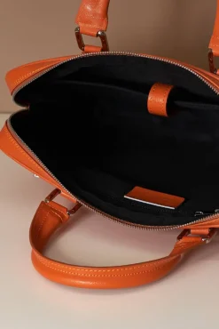 D'Arienzo Dylan - Borsa Ventiquattrore in pelle di vitello arancione saffiano tasca zip