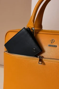 D'Arienzo Dylan - Borsa Ventiquattrore in pelle ocra di vitello saffiano tasca zip