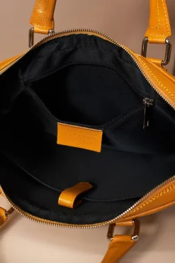D'Arienzo Dylan - Borsa Ventiquattrore in pelle ocra di vitello saffiano tasca zip