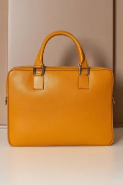 D'Arienzo Dylan - Borsa Ventiquattrore in pelle ocra di vitello saffiano tasca zip