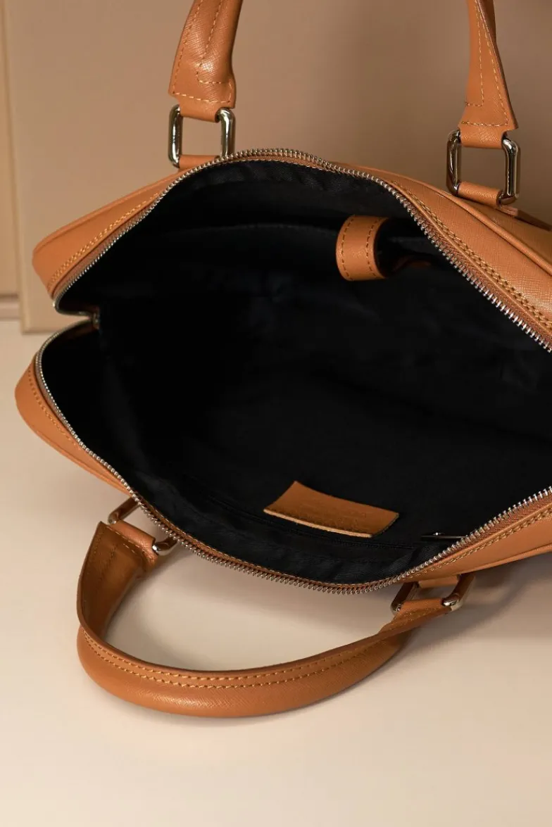 D'Arienzo Dylan - Borsa Ventiquattrore in pelle di vitello cuoio saffiano tasca zip