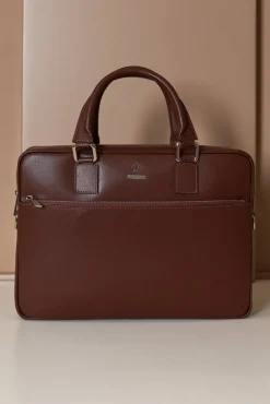D'Arienzo Dylan - Borsa Ventiquattrore in pelle di vitello marrone saffiano tasca zip