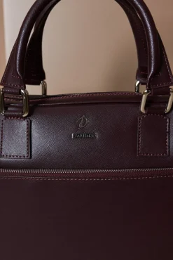 D'Arienzo Dylan - Borsa Ventiquattrore in pelle di vitello bordeaux saffiano tasca zip