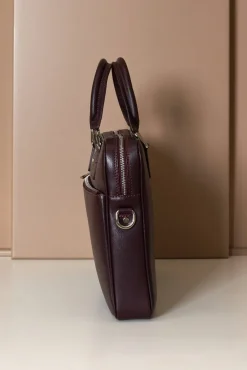 D'Arienzo Dylan - Borsa Ventiquattrore in pelle di vitello bordeaux saffiano tasca zip
