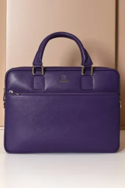 D'Arienzo Dylan - Borsa Ventiquattrore in pelle di vitello viola saffiano tasca zip