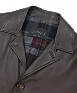 Uomo D'Arienzo Elvis - Cappotto in pelle testa di moro effetto liscio collo giacca