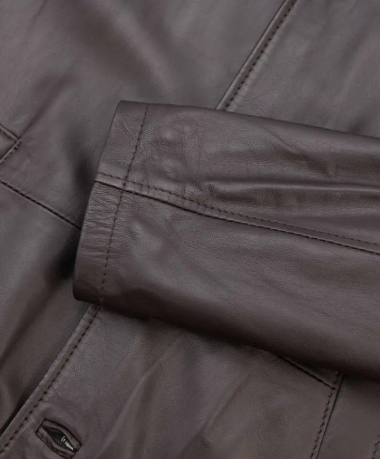 Uomo D'Arienzo Elvis - Cappotto in pelle testa di moro effetto liscio collo giacca