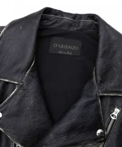Uomo D'Arienzo Ermal - Chiodo smanicato in pelle nera effetto vintage