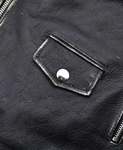 Uomo D'Arienzo Ermal - Chiodo smanicato in pelle nera effetto vintage