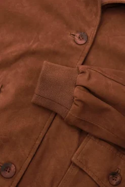 Donna D'Arienzo Faty - Bomber in pelle camoscio color cuoio con bottoni