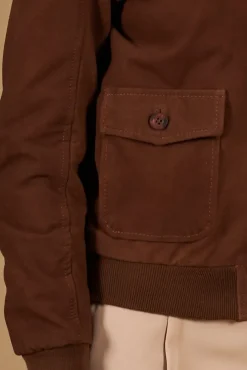 Donna D'Arienzo Faty - Bomber in pelle camoscio marrone con bottoni